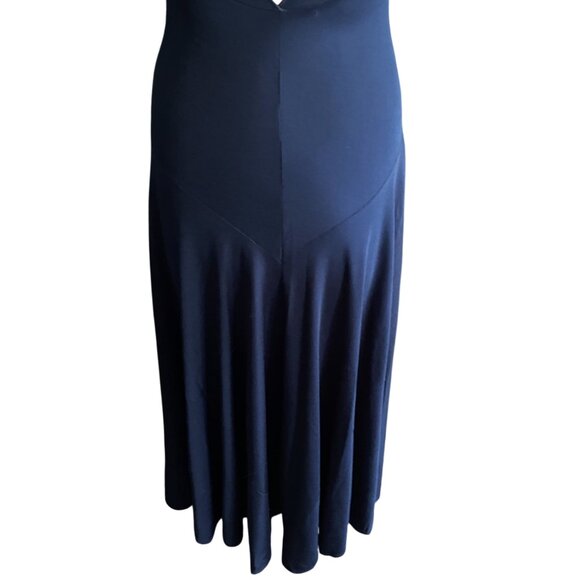 Vintage maxi dress, navy clue, ley hole  back, flutter sleeves, M - Picture 8 of 13